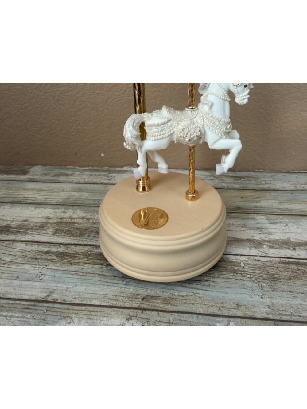 1994 San Francisco Music Box Chantilly Carousel Horse Plays Beauty & Beast NEW - Picture 9 of 16